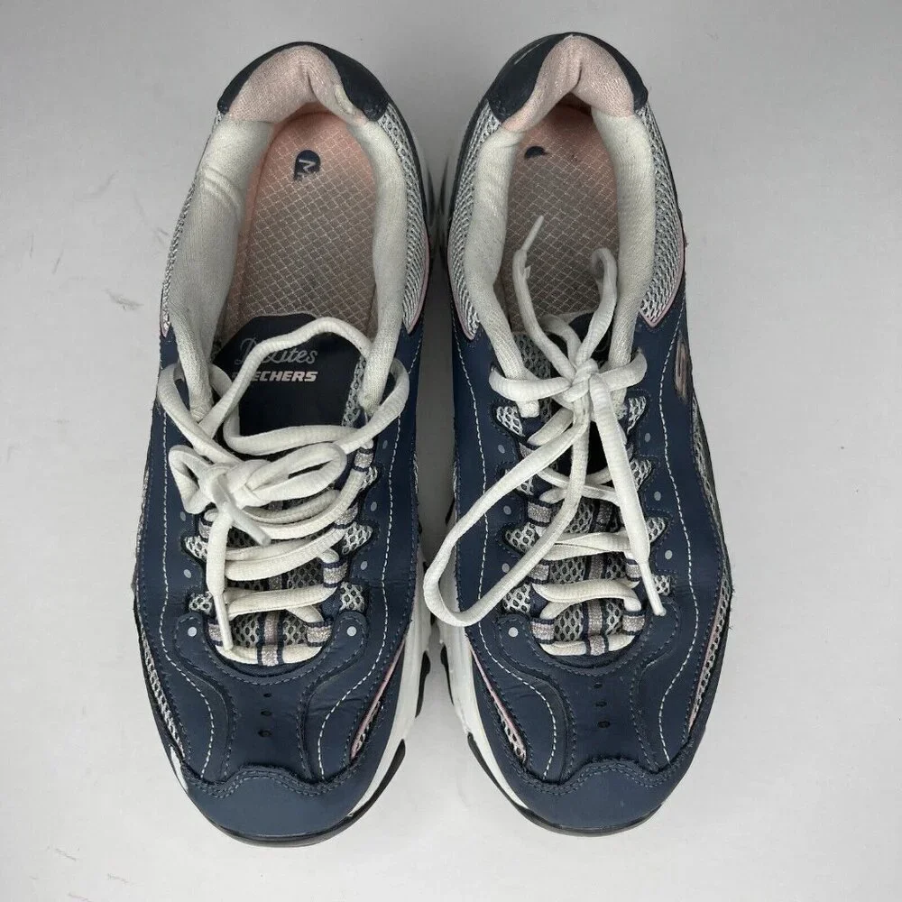 Skechers D'lites Sport Walking Sneaker Womens Size 10 Blue Suede-Look Shoes